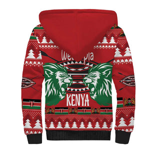 Afro Kenya Christmas Sherpa Hoodie Head Lion - Heri ya Krismasi