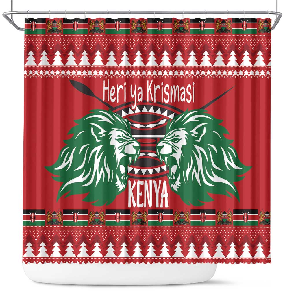 Afro Kenya Christmas Shower Curtain Head Lion - Heri ya Krismasi