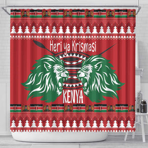 Afro Kenya Christmas Shower Curtain Head Lion - Heri ya Krismasi