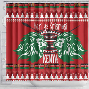 Afro Kenya Christmas Shower Curtain Head Lion - Heri ya Krismasi