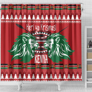 Afro Kenya Christmas Shower Curtain Head Lion - Heri ya Krismasi