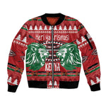 Afro Kenya Christmas Sleeve Zip Bomber Jacket Head Lion - Heri ya Krismasi
