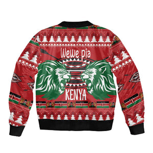 Afro Kenya Christmas Sleeve Zip Bomber Jacket Head Lion - Heri ya Krismasi