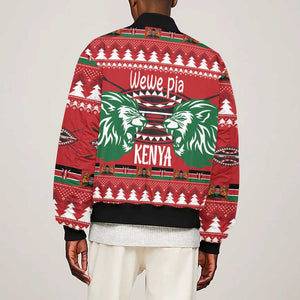 Afro Kenya Christmas Sleeve Zip Bomber Jacket Head Lion - Heri ya Krismasi