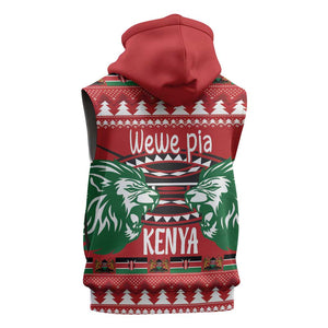 Afro Kenya Christmas Sleeveless Zip Hoodie Head Lion - Heri ya Krismasi - African Pride