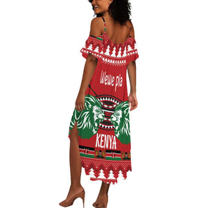 Afro Kenya Christmas Summer Maxi Dress Head Lion - Heri ya Krismasi