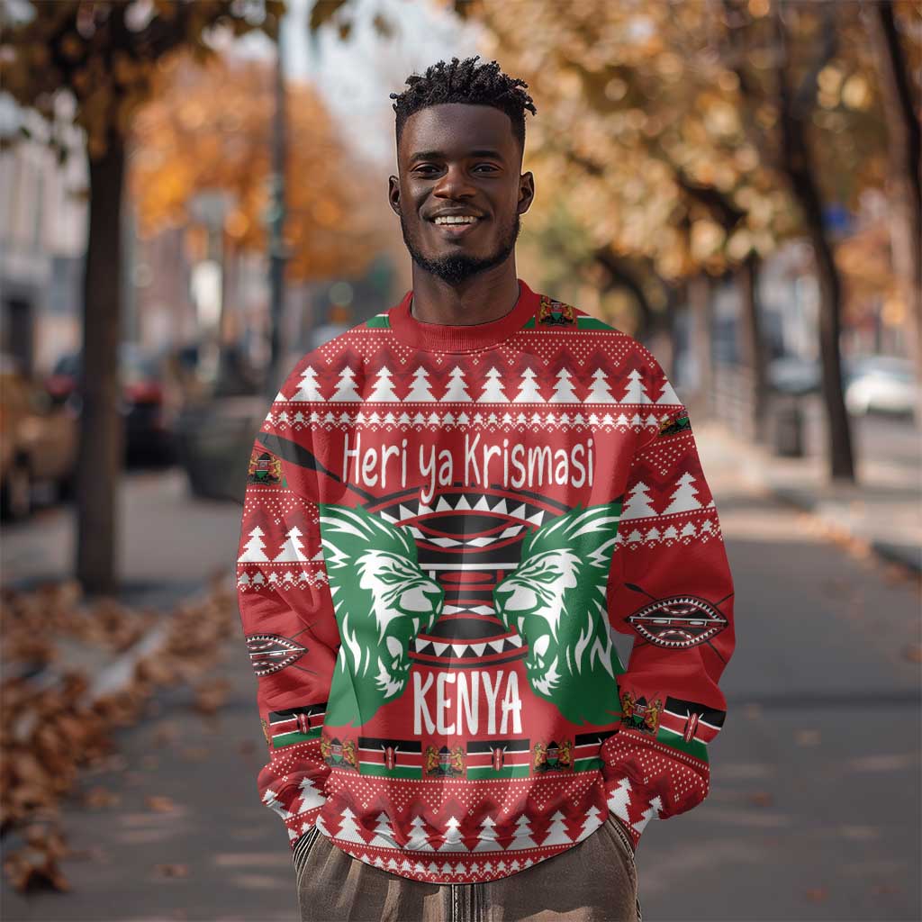 Afro Kenya Christmas Sweatshirt Head Lion - Heri ya Krismasi