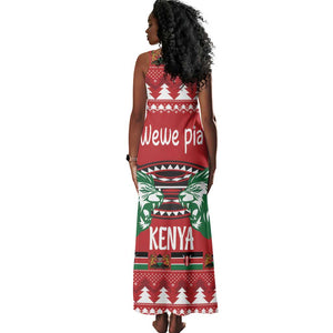 Afro Kenya Christmas Tank Maxi Dress Head Lion - Heri ya Krismasi