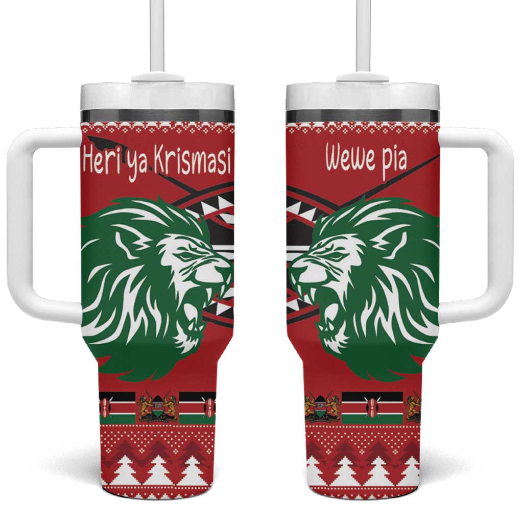 Afro Kenya Christmas Tumbler With Handle Head Lion - Heri ya Krismasi