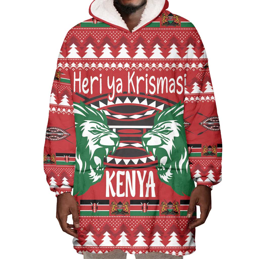 Afro Kenya Christmas Wearable Blanket Hoodie Head Lion - Heri ya Krismasi