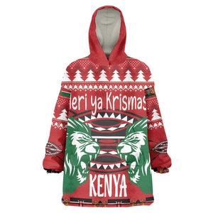 Afro Kenya Christmas Wearable Blanket Hoodie Head Lion - Heri ya Krismasi