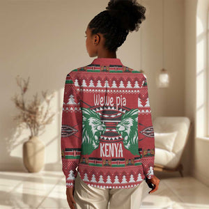 Afro Kenya Christmas Women Casual Shirt Head Lion - Heri ya Krismasi