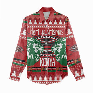 Afro Kenya Christmas Women Casual Shirt Head Lion - Heri ya Krismasi