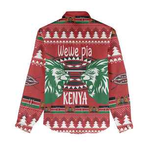 Afro Kenya Christmas Women Casual Shirt Head Lion - Heri ya Krismasi