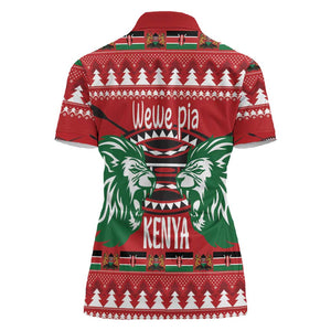 Afro Kenya Christmas Women Polo Shirt Head Lion - Heri ya Krismasi