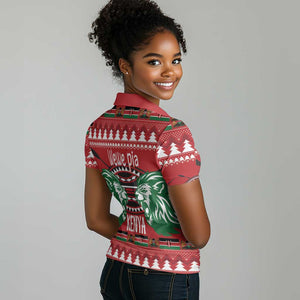 Afro Kenya Christmas Women Polo Shirt Head Lion - Heri ya Krismasi