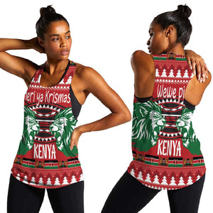 Afro Kenya Christmas Women Racerback Tank Head Lion - Heri ya Krismasi