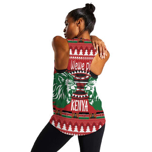 Afro Kenya Christmas Women Racerback Tank Head Lion - Heri ya Krismasi