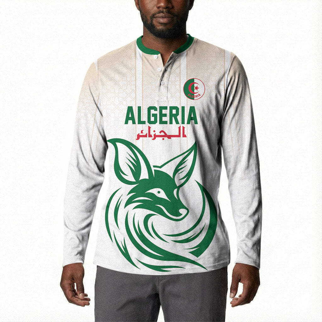 Custom World Football 2026 Algeria Button Sweatshirt Les Fennecs Desert Fox Pride