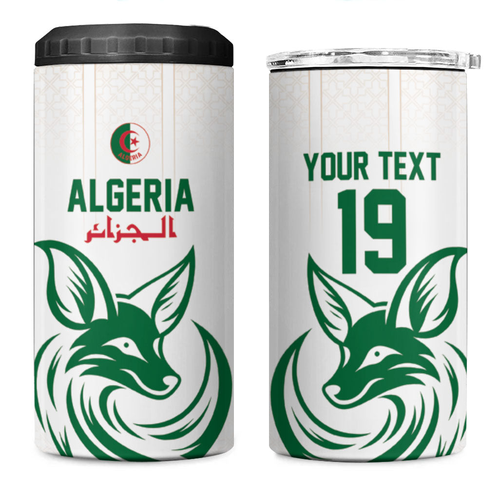 Custom World Football 2026 Algeria 4 in 1 Can Cooler Tumbler Les Fennecs Desert Fox Pride