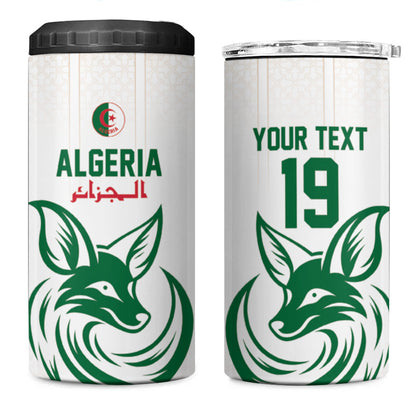 Custom World Football 2026 Algeria 4 in 1 Can Cooler Tumbler Les Fennecs Desert Fox Pride