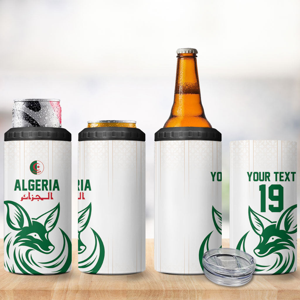 Custom World Football 2026 Algeria 4 in 1 Can Cooler Tumbler Les Fennecs Desert Fox Pride