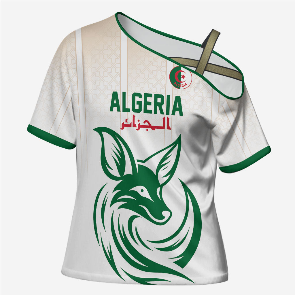 Custom World Football 2026 Algeria Cross Shoulder Shirt Les Fennecs Desert Fox Pride