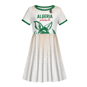 Custom World Football 2026 Algeria Kid Short Sleeve Dress Les Fennecs Desert Fox Pride