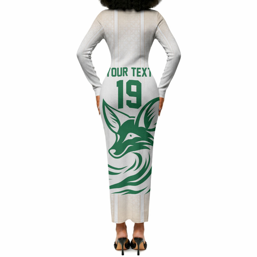 Custom World Football 2026 Algeria Long Sleeve Bodycon Dress Les Fennecs Desert Fox Pride