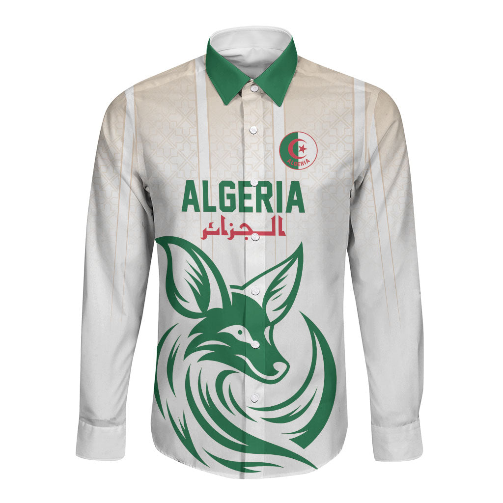 Custom World Football 2026 Algeria Long Sleeve Button Shirt Les Fennecs Desert Fox Pride