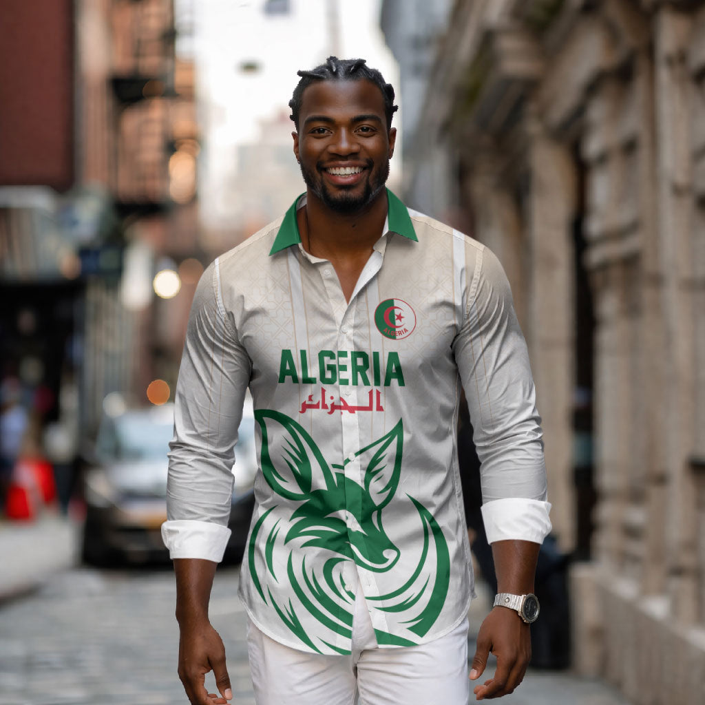 Custom World Football 2026 Algeria Long Sleeve Button Shirt Les Fennecs Desert Fox Pride