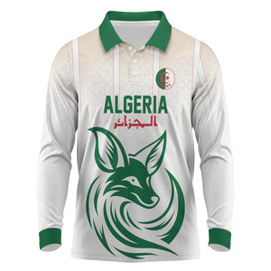 Custom World Football 2026 Algeria Long Sleeve Polo Shirt Les Fennecs Desert Fox Pride