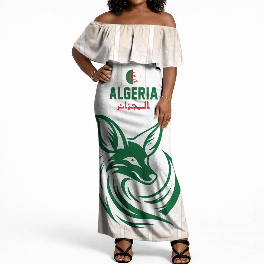 Custom World Football 2026 Algeria Off Shoulder Maxi Dress Les Fennecs Desert Fox Pride