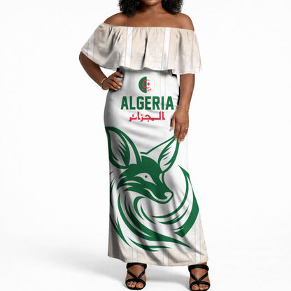 Custom World Football 2026 Algeria Off Shoulder Maxi Dress Les Fennecs Desert Fox Pride