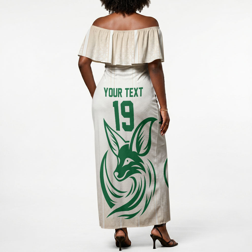 Custom World Football 2026 Algeria Off Shoulder Maxi Dress Les Fennecs Desert Fox Pride
