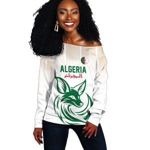 Custom World Football 2026 Algeria Off Shoulder Sweater Les Fennecs Desert Fox Pride