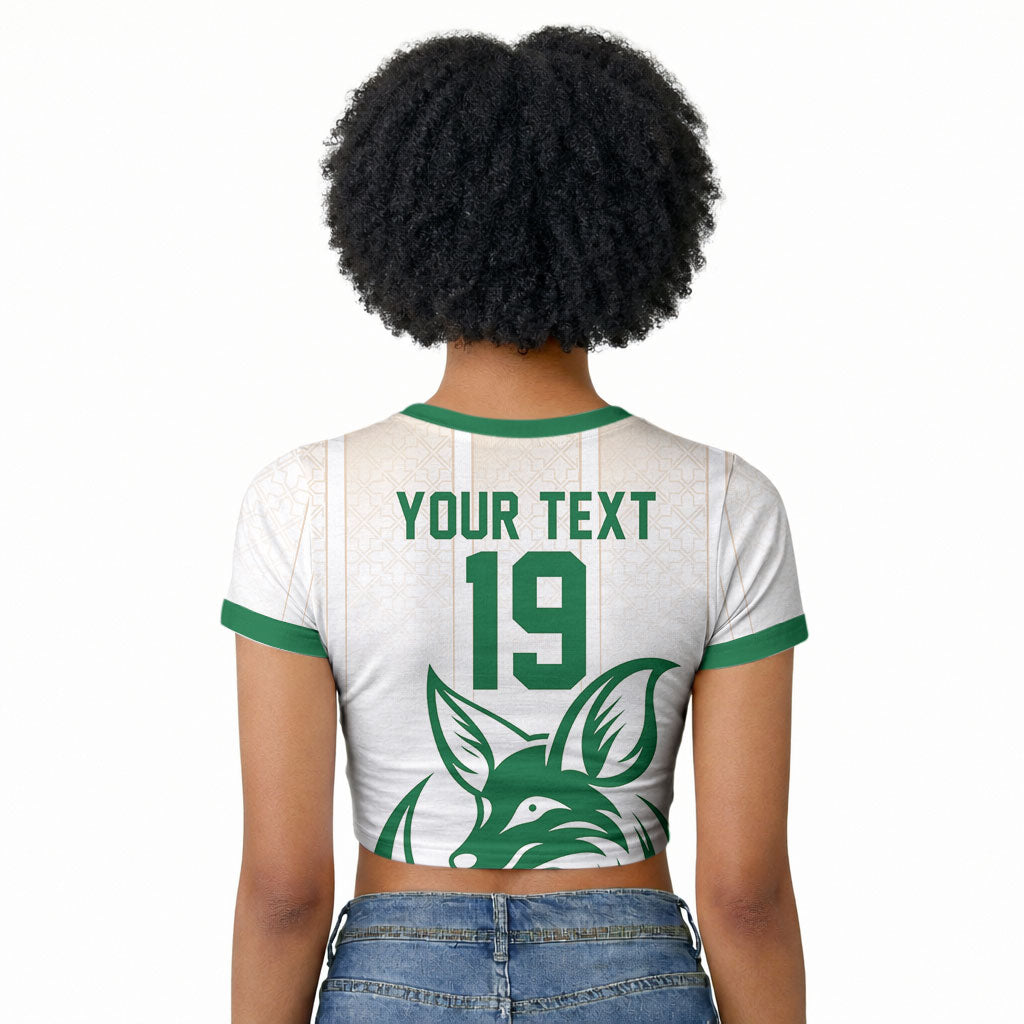 Custom World Football 2026 Algeria Raglan Cropped T shirt Les Fennecs Desert Fox Pride