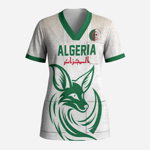 Custom World Football 2026 Algeria Scrub Top Les Fennecs Desert Fox Pride