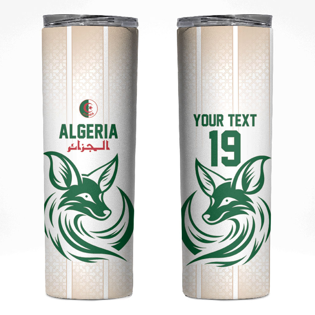 Custom World Football 2026 Algeria Skinny Tumbler Les Fennecs Desert Fox Pride