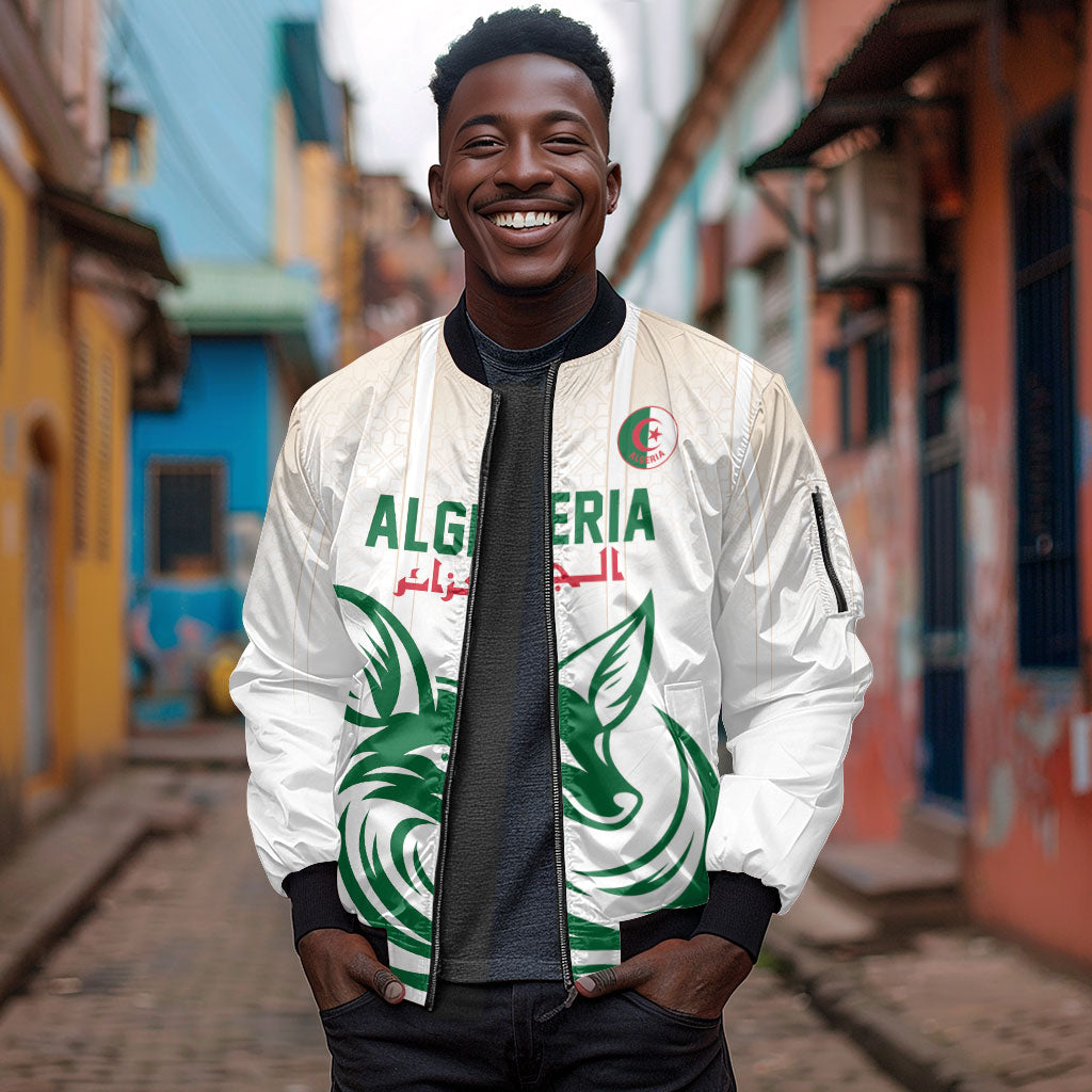 Custom World Football 2026 Algeria Sleeve Zip Bomber Jacket Les Fennecs Desert Fox Pride