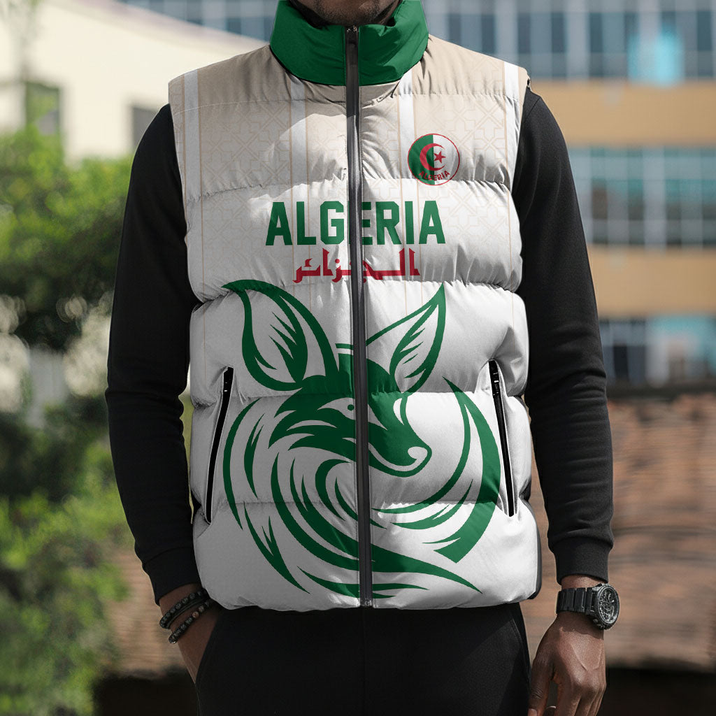 Custom World Football 2026 Algeria Sleeveless Puffer Jacket Les Fennecs Desert Fox Pride