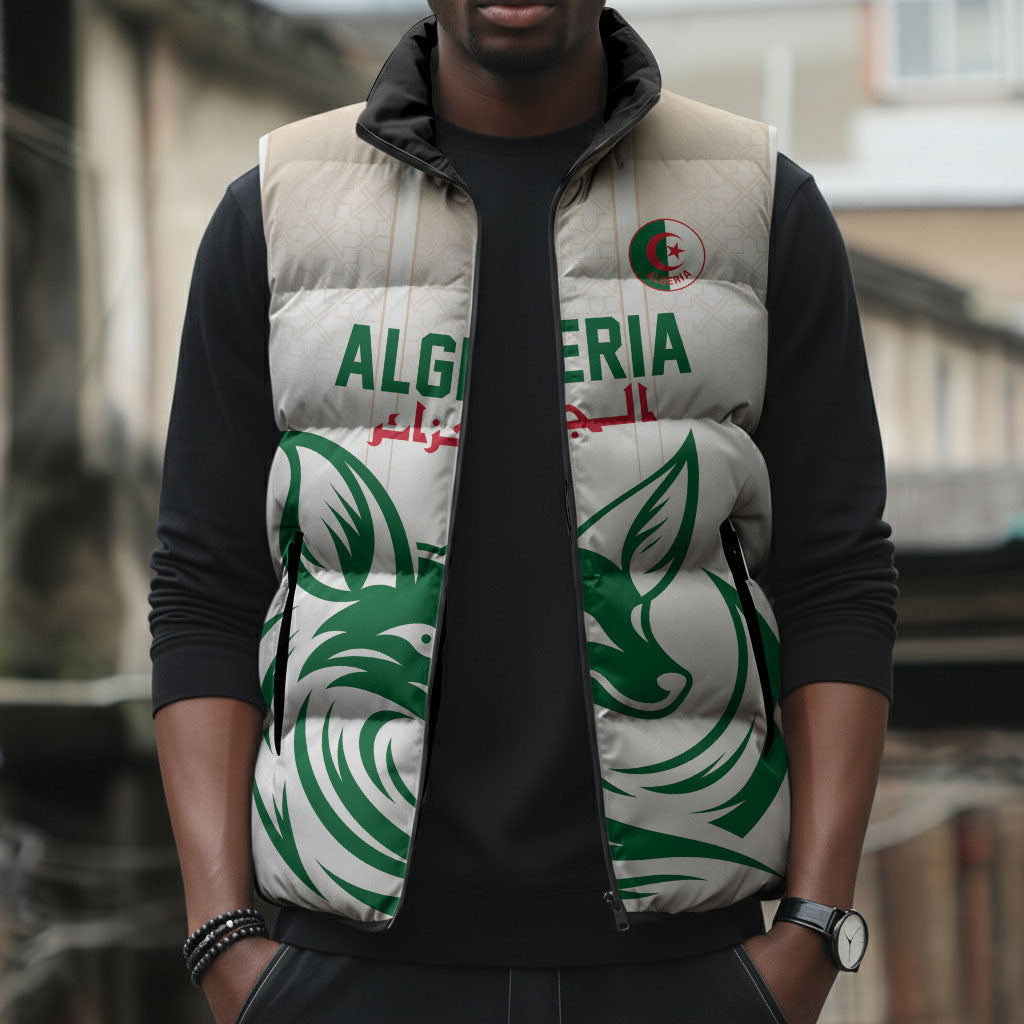 Custom World Football 2026 Algeria Sleeveless Puffer Jacket Les Fennecs Desert Fox Pride