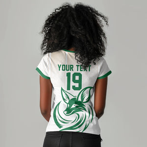 Custom World Football 2026 Algeria Women V-Neck T-Shirt Les Fennecs Desert Fox Pride
