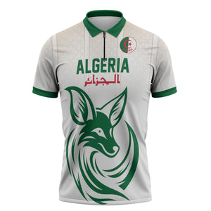 Custom World Football 2026 Algeria Zipper Polo Shirt Les Fennecs Desert Fox Pride