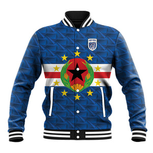 Cabo Verde Tubaroes Azuis Historic Debut 2026 Baseball Jacket Cape Verde Past and Present Flag Motif