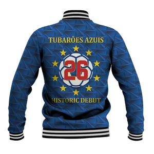 Cabo Verde Tubaroes Azuis Historic Debut 2026 Baseball Jacket Cape Verde Past and Present Flag Motif