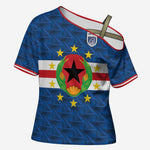 Cabo Verde Tubaroes Azuis Historic Debut 2026 Cross Shoulder Shirt Cape Verde Past and Present Flag Motif