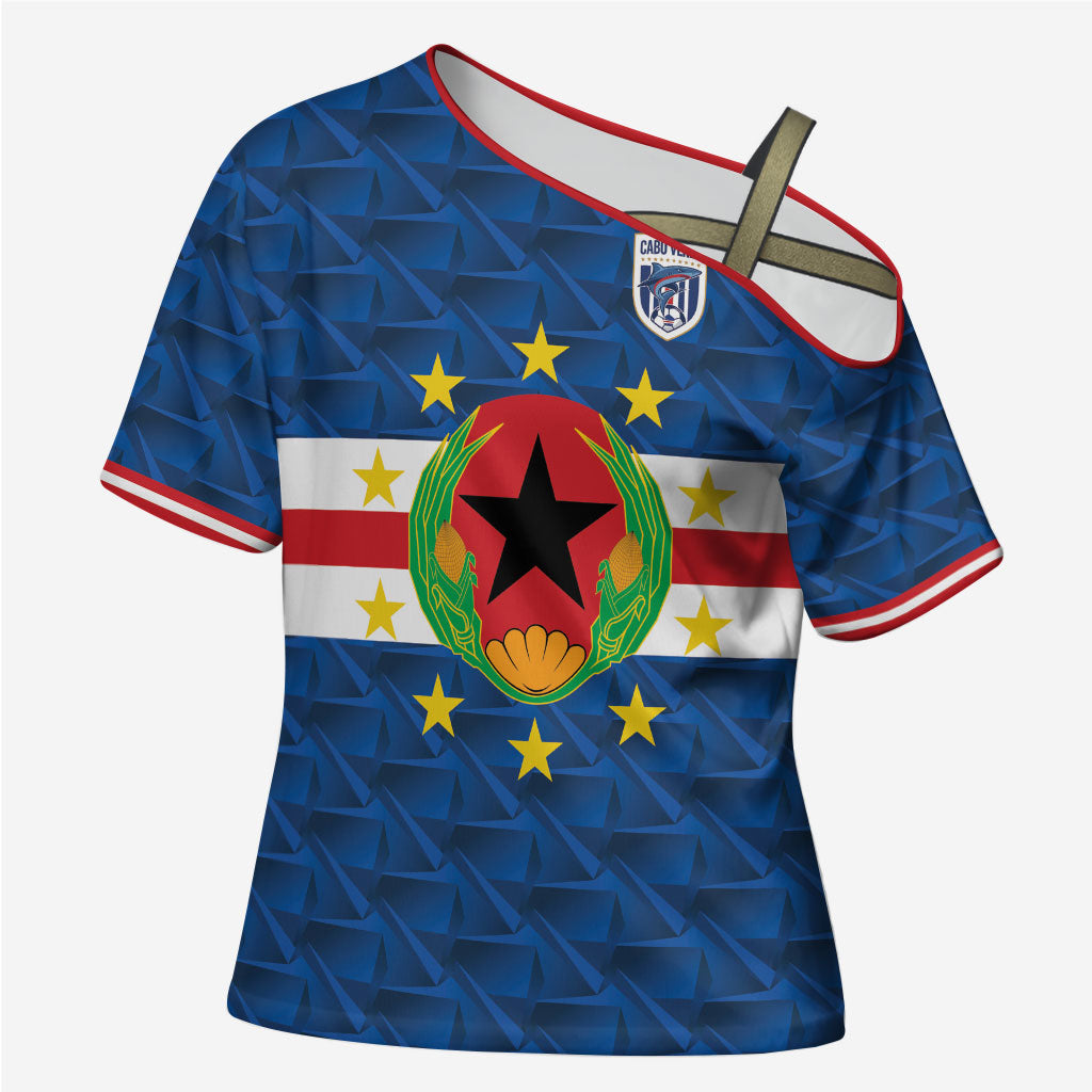 Cabo Verde Tubaroes Azuis Historic Debut 2026 Cross Shoulder Shirt Cape Verde Past and Present Flag Motif