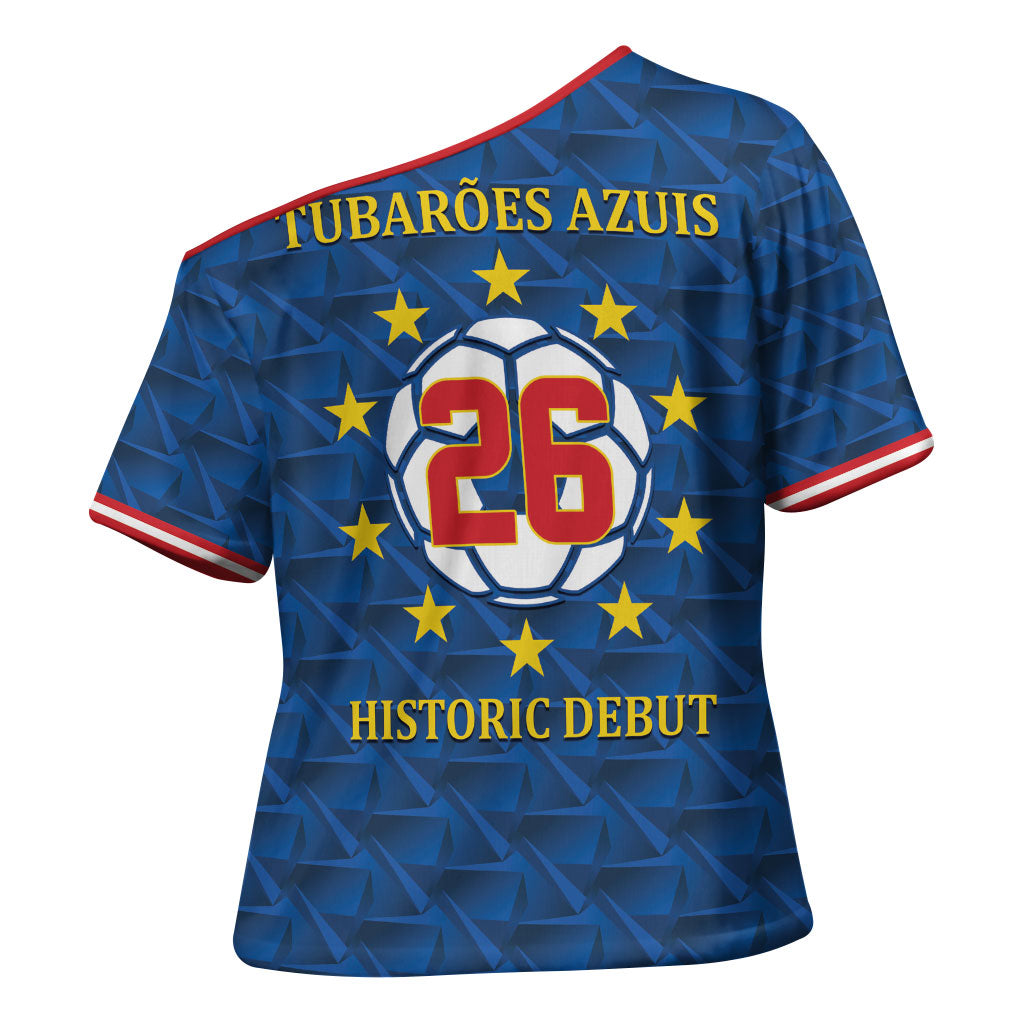 Cabo Verde Tubaroes Azuis Historic Debut 2026 Cross Shoulder Shirt Cape Verde Past and Present Flag Motif