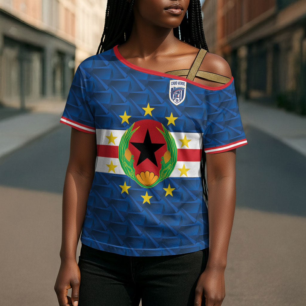 Cabo Verde Tubaroes Azuis Historic Debut 2026 Cross Shoulder Shirt Cape Verde Past and Present Flag Motif